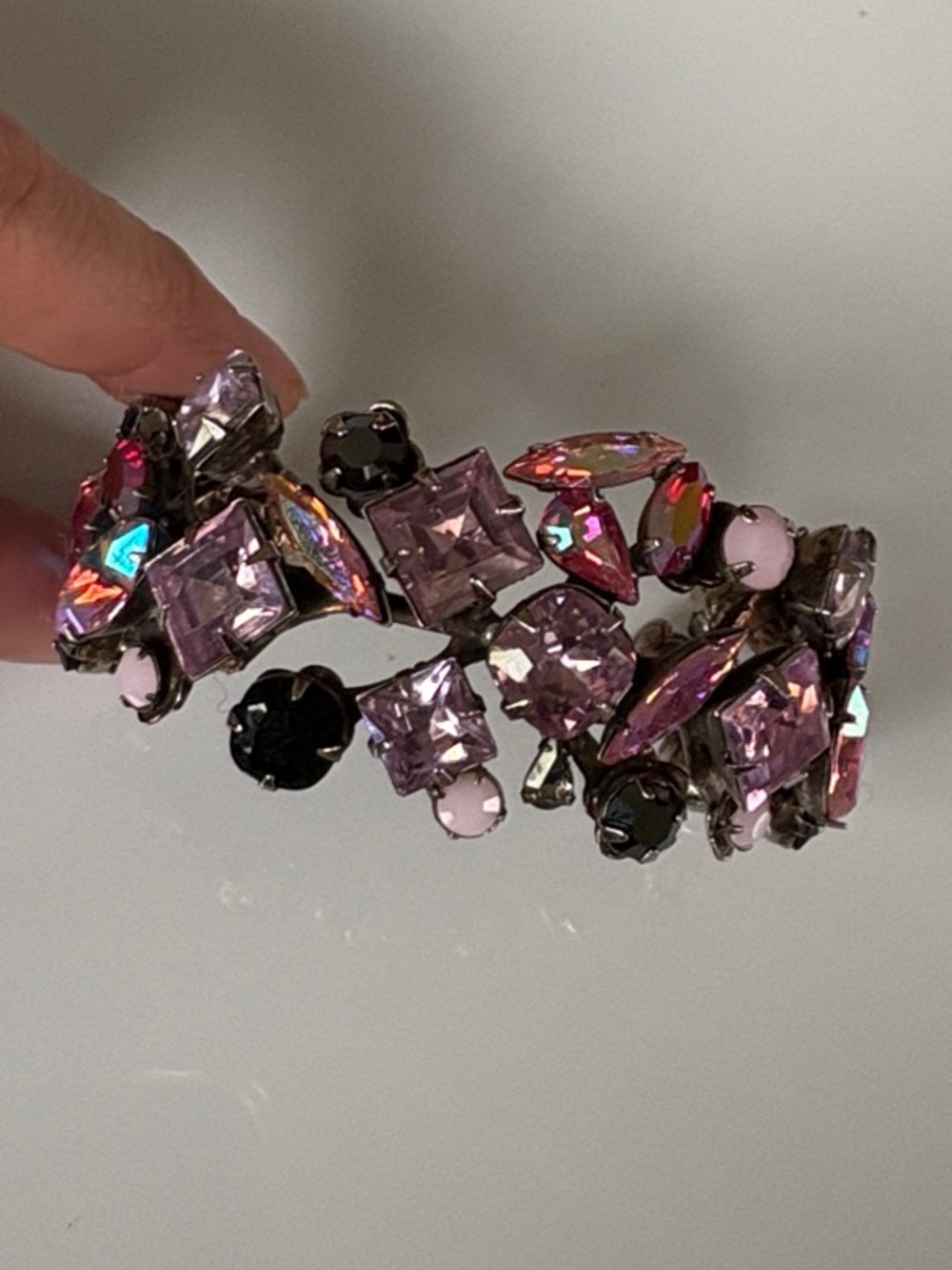 Vintage Sorrelli Pink and Black Crystal Cuff Bracelet - Picture 14 of 14